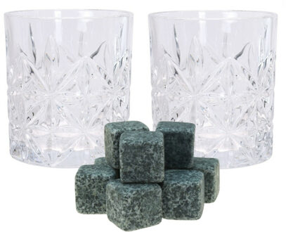 Whiskyglazen - set 4x stuks - 230 ml - whisky ijsblokstenen - 9x - Cadeau set