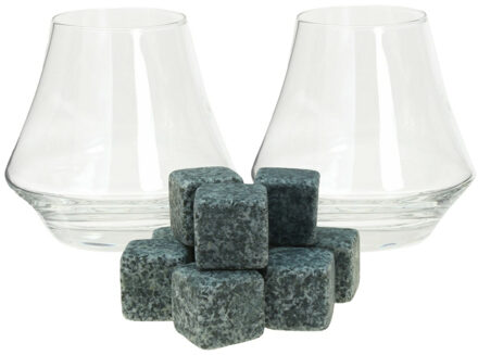 Whiskyglazen - set 4x stuks - 290 ml - whisky ijsblokstenen - 9x - Cadeau set