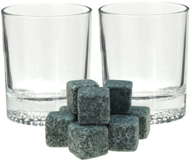 Whiskyglazen - set 4x stuks - 300 ml - incl. 9x whisky ijsblokken - cadeau set