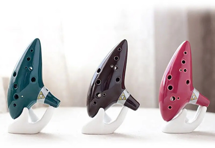 White 6/12 Hole Ocarina Collector Ceramic Hand Stand Base for Music Lovers