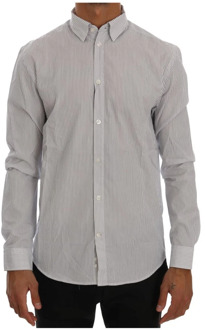 White Blue Striped Casual Cotton Regular Fit Overhemd Frankie Morello , Blue , Heren - 2Xl,Xl,L,M,S