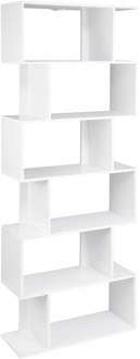 White Book Shelf 6 Storage Cubes Unit Tall Freestanding Bookcases for Living Room Bedroom Office Decoration Furniture