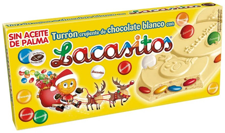 White Chocolate crispy turret with Lacasitos