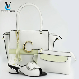 White Color African Matching Shoes and Bags Italian In Women Nigerian Wedding Shoes and Bag Set Nigerian Shoes and Matching Bags
