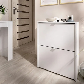 White glitter shoe rack and 2 doors JAZZ model