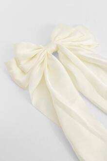 White Large Satin Bow Hair Clip, Ivory - ONE SIZE