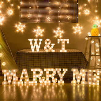 White LED Light Outdoor Indoor Party Wedding Birthday Home Decor Light Up Plastic Letters Alphabet DIY Lights Lamp Valentine's