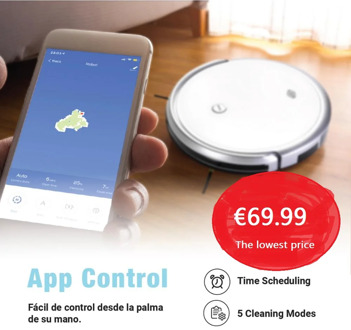 White Robot Vacuum Cleaner Floor Scrubber Powerful Suction 3in1 Pet Hair Home Dry Wet Cleaning Smart Navigation WiFi APP