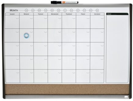 Whiteboard Duobord Rexel 58.5x43cm planning gewelfd Zwart