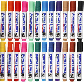 Whiteboard markers/stiften Power Liners - 24x kleuren - punt van 4 mm