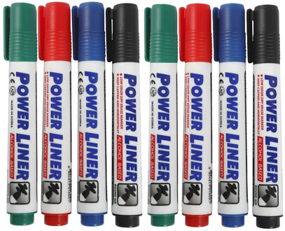 Whiteboard markers/stiften Power Liners - 8x kleuren - punt van 4 mm