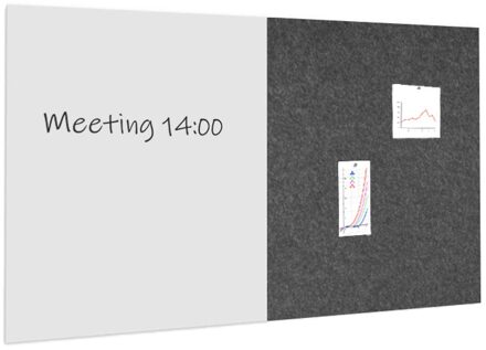 Whiteboard / prikbord pakket 100x200 cm - 1 whiteboard + 1 akoestisch Antraciet