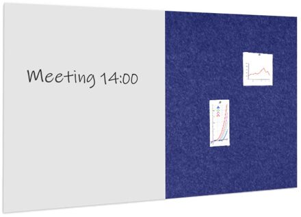 Whiteboard / prikbord pakket 100x200 cm - 1 whiteboard + 1 akoestisch Donkerblauw