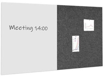 Whiteboard / Prikbord Pakket 100x200 Cm - 1 Whiteboard + 1 Akoestisch Paneel - Antraciet