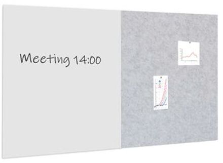 Whiteboard / Prikbord Pakket 100x200 Cm - 1 Whiteboard + 1 Akoestisch Paneel - Lichtgrijs