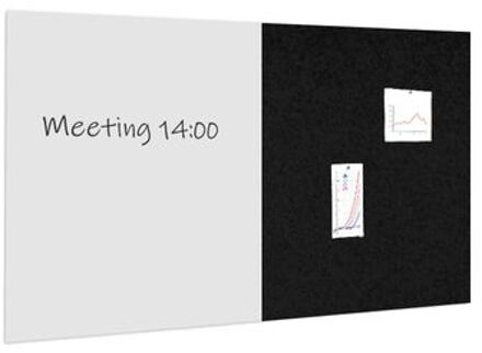 Whiteboard / Prikbord Pakket 100x200 Cm - 1 Whiteboard + 1 Akoestisch Paneel - Zwart