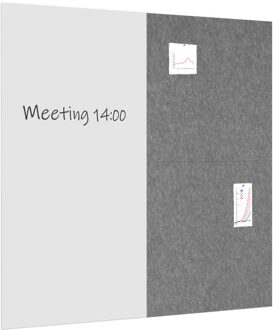 Whiteboard / prikbord pakket 200x200 cm - 1 whiteboard + 2 akoestische Grijs