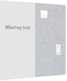 Whiteboard / Prikbord Pakket 200x200 Cm - 1 Whiteboard + 2 Akoestische Panelen - Lichtgrijs