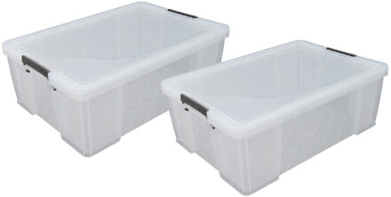 Whitefurze 2x stuks Allstore opbergboxen - 51 liter - Transparant - 66 x 44 x 23 cm