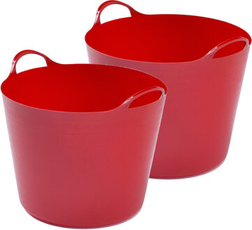 Whitefurze 2x stuks flexibele emmers - 26 liter - Kunststof - Rood - 38 x 41 x 35 cm - Wasmanden