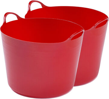 Whitefurze 2x stuks flexibele emmers - 39 liter - Kunststof - Rood - 43 x 49 x 37 cm - Wasmanden