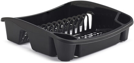 Whitefurze Afwas afdruiprek - kunststof - 37 x 40 x 11 cm - zwart - afwassen en drogen