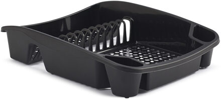 Whitefurze Afwas afdruiprek - kunststof - 48 x 39 x 12 cm - zwart - afwassen en drogen