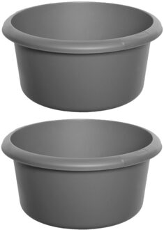 Whitefurze Afwasteil/afwasbak - 2x - 8 liter - grijs - 30 x 30 x 11 cm