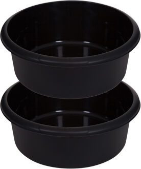 Whitefurze Afwasteil/afwasbak - 2x - 8 liter - zwart - 34 x 34 x 13 cm