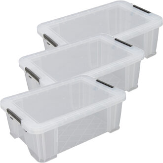 Whitefurze Allstore Opbergbox 15 liter transparant 3x stuks kunststof 47 x 30 x 17 cm