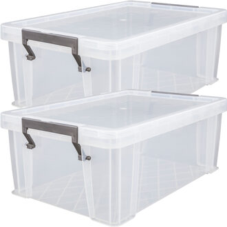 Whitefurze Allstore Opbergbox - 2x stuks - 10 liter - Transparant - 40 x 26 x 15 cm - Opbergbox