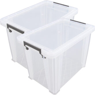 Whitefurze Allstore Opbergbox - 2x stuks - 18,5 liter - Transparant - 40 x 26 x 29 cm