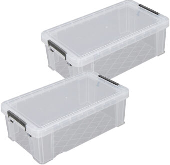 Whitefurze Allstore Opbergbox - 2x stuks - 5.8 liter - Transparant - 35 x 19 x 12 cm - kunststof - met deksel