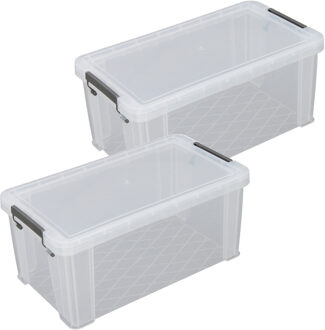 Whitefurze Allstore Opbergbox - 2x stuks - 7.5 liter - Transparant - 25 x 19 x 16 cm - kunststof - met deksel