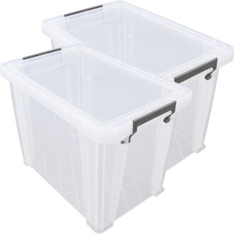 Whitefurze Allstore Opbergbox - 3x stuks - 18,5 liter - Transparant - 40 x 26 x 29 cm