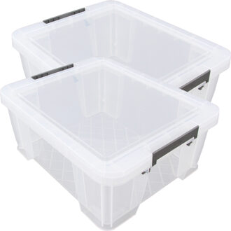 Whitefurze Allstore Opbergbox - 3x stuks - 24 liter - Transparant - 48 x 38 x 19 cm