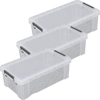Whitefurze Allstore Opbergbox - 3x stuks - 5.8 liter - Transparant - 35 x 19 x 12 cm - kunststof - met deksel