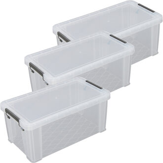 Whitefurze Allstore Opbergbox - 3x stuks - 7.5 liter - Transparant - 25 x 19 x 16 cm - kunststof - met deksel