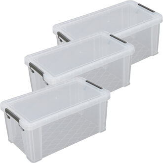 Whitefurze Allstore Opbergbox - 3x stuks - 7,5 liter - Transparant - 25 x 19 x 16 cm