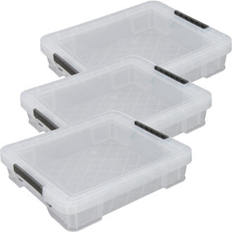 Whitefurze Allstore Opbergbox - 3x stuks - 9 liter - Transparant - 43 x 36 x 8 cm