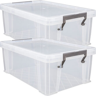 Whitefurze Allstore Opbergbox - 4x stuks - 10 liter - Transparant - 40 x 26 x 15 cm - kunststof - met deksel