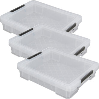 Whitefurze Allstore Opbergbox - 4x stuks - 9 liter - Transparant - 43 x 36 x 8 cm - kunststof - met deksel