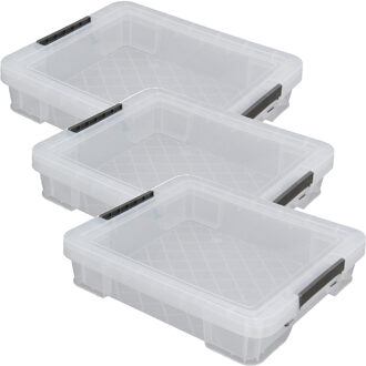 Whitefurze Allstore Opbergbox - 4x stuks - 9 liter - Transparant - 43 x 36 x 8 cm