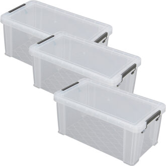 Whitefurze Allstore Opbergbox - 5x stuks - 7.5 liter - Transparant - 25 x 19 x 16 cm - kunststof - met deksel