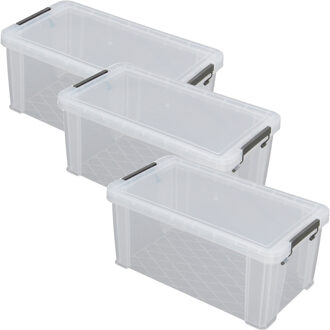 Whitefurze Allstore Opbergbox - 5x stuks - 7,5 liter - Transparant - 25 x 19 x 16 cm