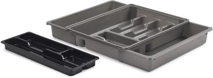 Whitefurze Bestekbak/keuken organizer - 9 tot 11 vaks - grijs - uitschuifbaar