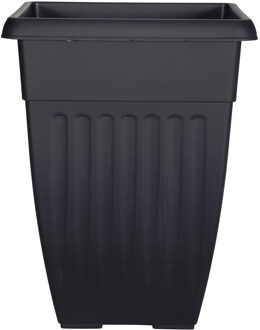 Whitefurze Buiten plantenpot/bloempot/planter - zwart - kunststof - L31 x B31 x H42 cm