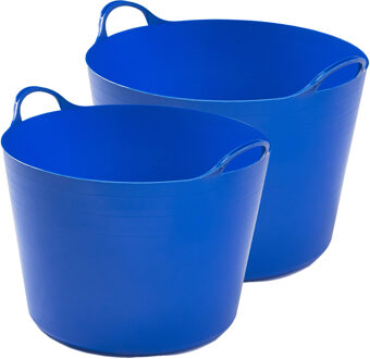 Whitefurze Flexibele emmers - 2x stuks - 26 liter en 39 liter - blauw - Wasmanden