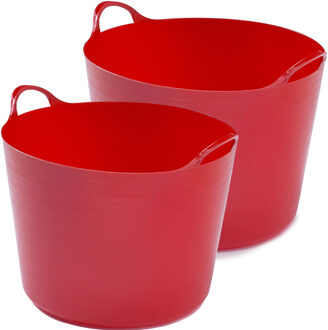 Whitefurze Flexibele emmers - 2x stuks - 26 liter en 39 liter - rood - Wasmanden