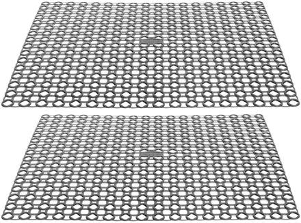 Whitefurze Gootsteenmat/Spoelbakmat - 2x - grijs - kunststof - 35 x 35 cm - anti-slip/afdruipmat
